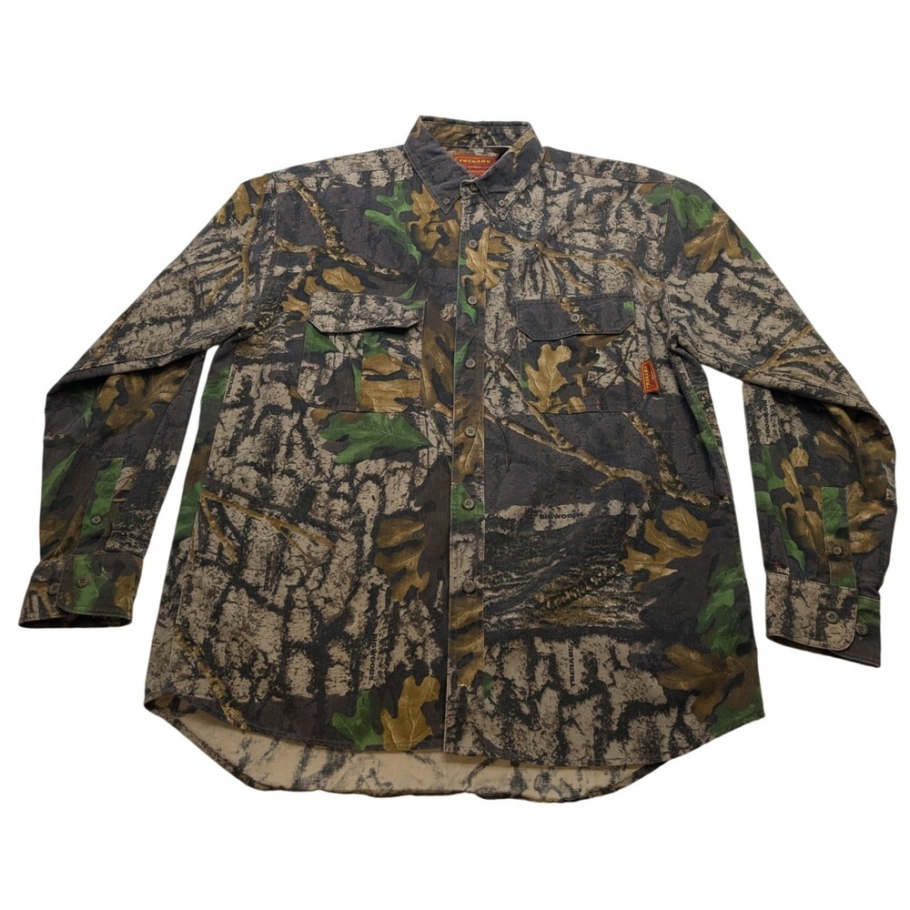 Trebark Camo Shirt‎ Mens Large Multicolor Bigwoods Button Down Hunting